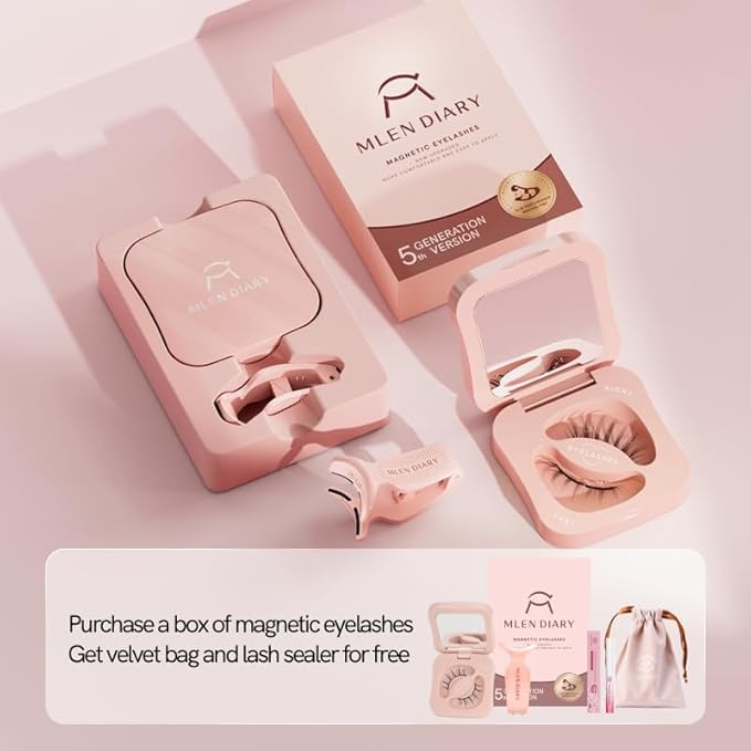 Magnetic Eyelashes with Applicator Kit Natural Reusable Soft Magnetic Lashes Without Eyeliner, Glue-free False Eyelashes Lightweight, Waterproof, Easy to Wear, No Makeup Remover Required(Korean Style)