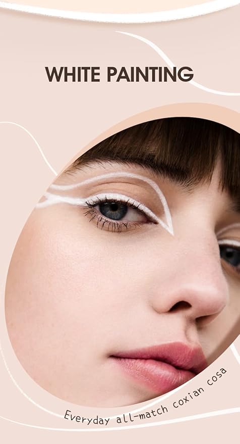 White Waterproof Gel Eyeliner Pens, Highlighter Eye Liner Pencil, Matte Long Lasting Super Smooth formula Eye Liner Eyeshadow Makeup Pen, Polished White Luster, with Pencil Sharpener-1Pcs