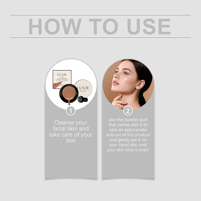 Luvie Glow Foundation Cushion, 2026 New Mushroom Head Air Cushion CC Cream, Air Cushions Foundation Moisturizing Concealer Brighten Long-Lasting for All Skin Types (Brunet Brown)