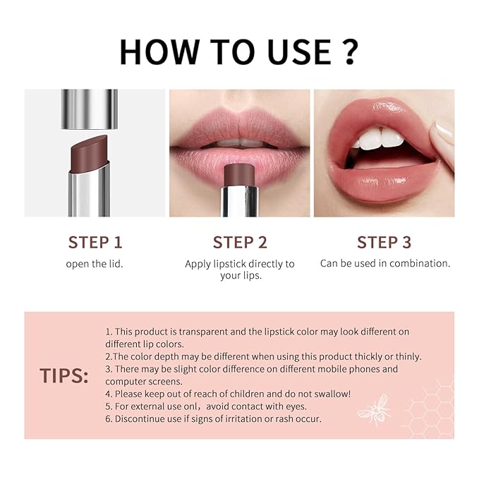 URQT Nude Honey Lipstick Tinted Lip Balm – Moisturizing Sheer Lip with Natural Shine, Hydrating & Lightweight Lip Tint, Long-Lasting Dark Cherry Tinted Balm Lip Stain (Nude Honey)