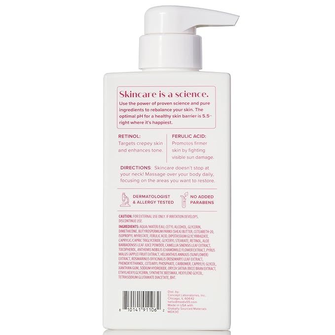 MEDIX Fragrance Free Retinol Face Moisturizer & Body Lotion Crepey Skin Care Treatment | Anti Aging Firming Retinol Cream For Face Targets Loose Crepe Skin, Wrinkles, & Fine Lines, 15 Fl Oz