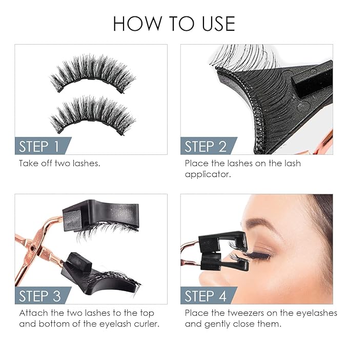 Magnetic Eyelashes - Reusable Self-Magnetic Lashes Kit, No Glue Easy to Apply for Beginners, Natural & Cruelty Free False Eyelashes, Lightweight & Comfortable Fit