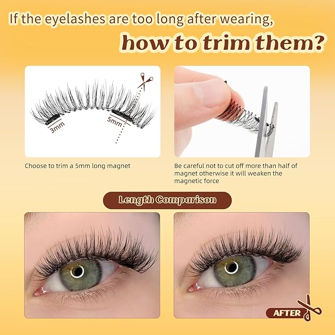 QUEWEL Magnetic Eyelashes with Applicator, 2 Pairs Portable Magnetic Lashes with Applicator, Upgrade Magnetic Eyelashes Natural Look More Easy to Wear, Easy to Wear and Remove(Magnetics NZH-D+G)