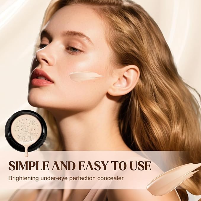 BB Cream Cushion Beauty Foundation Puff Small Mushroom,Mushroom Head Air CC Cream Makeup,Foundation Cushion,Brighten Long-Lasting for All Skin Types (Natural)