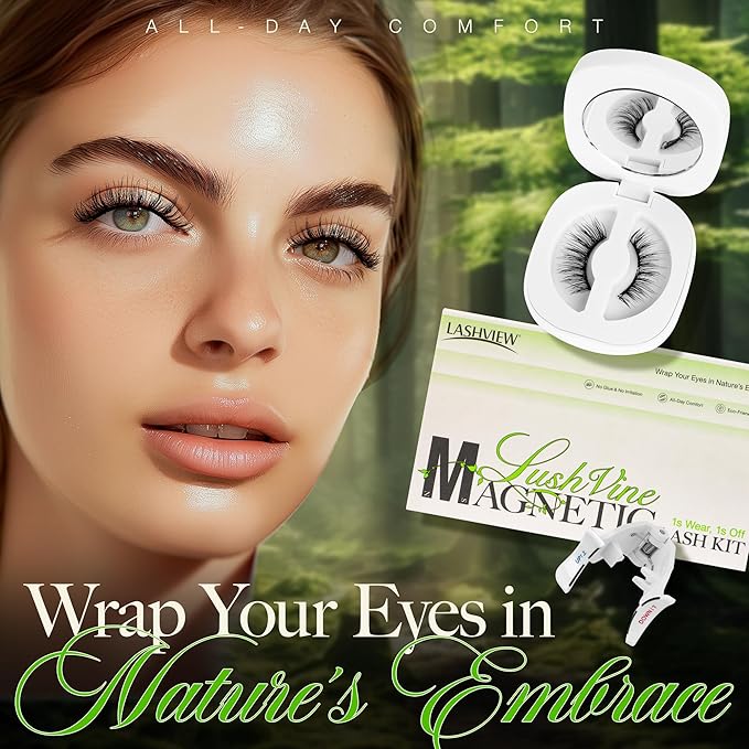 LASHVIEW Soft Magnetic Eyelashes with Applicator, Reusable Magnetic Lashes Natural Look, No Glue Needed Magnetic Lashes Windproof & Waterproof for All-Day Comfort (L01)