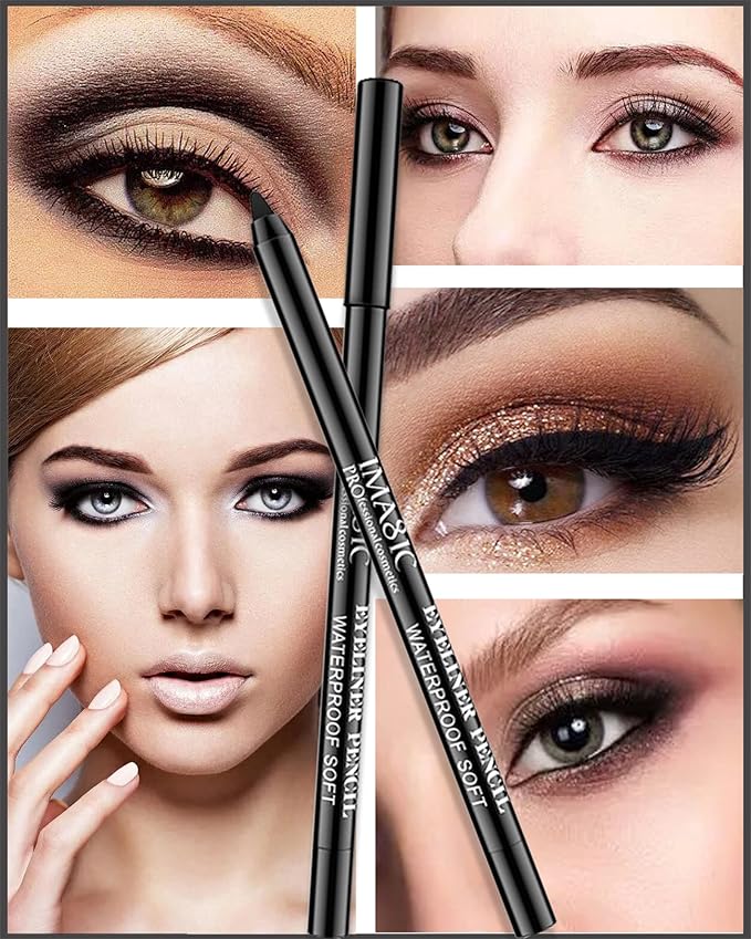 1 Pcs Matte Black Waterproof Smudge-proof Gel Eyeliner Pencil, Fade-Proof Cream Eye Liner Pencil Smooth Water Line Pen,Cat Eye/Smoky Eye Makeup Pen with Sharpener,Gift for Older Women Teens