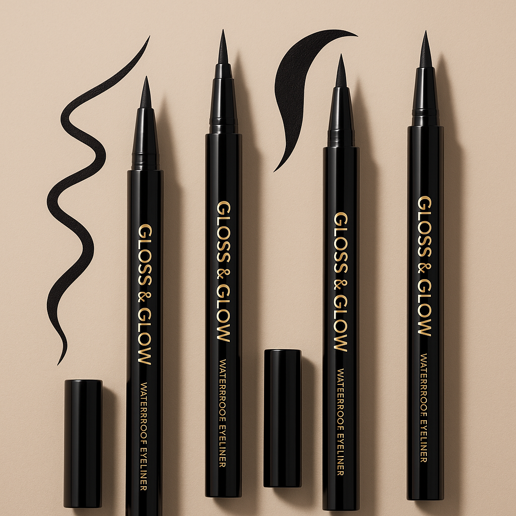 Model applying Gloss & Glow Waterproof Eyeliner to create a bold cat-eye look