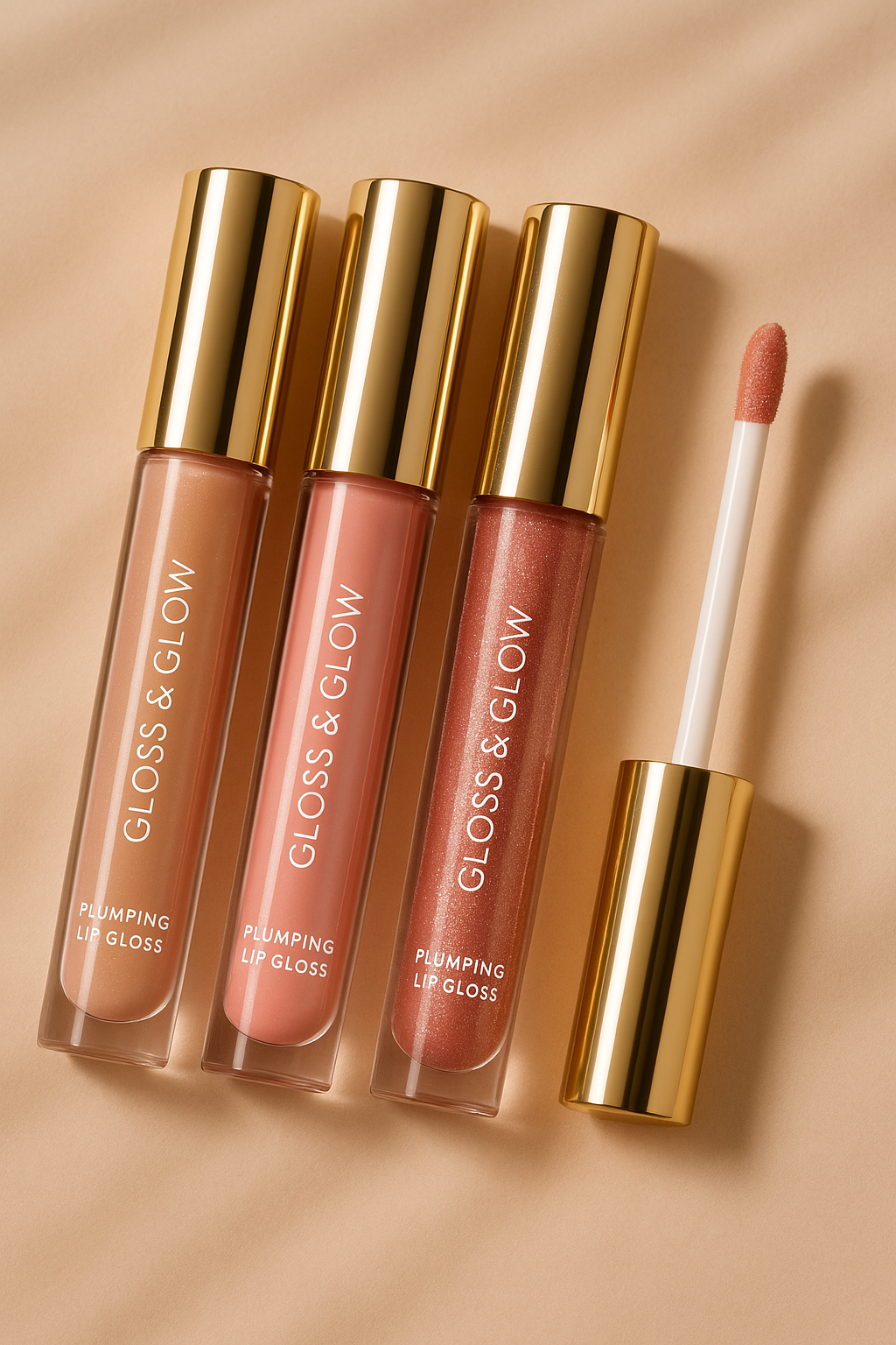 Model applying Gloss & Glow plumping gloss for fuller, hydrated lips