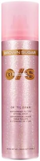 O/S by P-Starr - Waterproof Glitter Setting Spray – Long-Lasting, Transfer-Resistant Makeup Finishing Mist, Brown Sugar Shade, All-Day Hold Size: (3.4/143m)