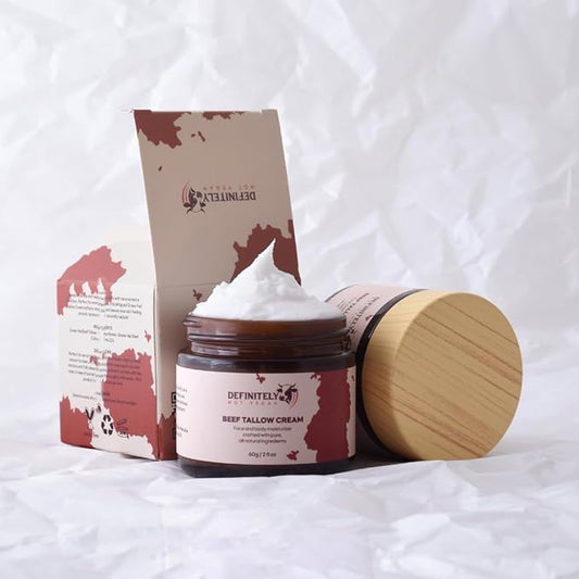 Beef Tallow Face & Body Cream with Collagen, Manuka Honey & Emu Oil, Grass Fed Tallow Moisturizer for Dry Skin, Anti Aging Natural Skin Care, Handmade, Non GMO (2 Oz, Unscented)