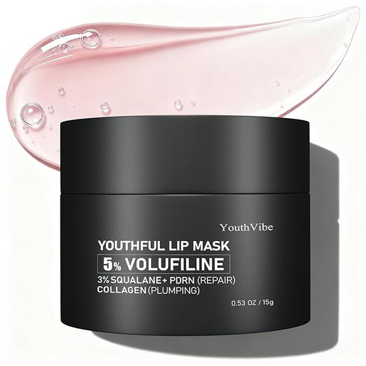 YouthVibe Lip Sleeping Mask Overnight Moisturizing - 5% Volufiline, Squalane, Shea Butter, PDRN & Collagen Hydrating Lip Mask for Dry, Flaky Lips