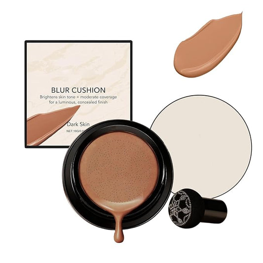 BB Cream Cushion Beauty Foundation Puff Small Mushroom,Mushroom Head Air CC Cream Makeup,Foundation Cushion,Brighten Long-Lasting for All Skin Types (Dark Skin)
