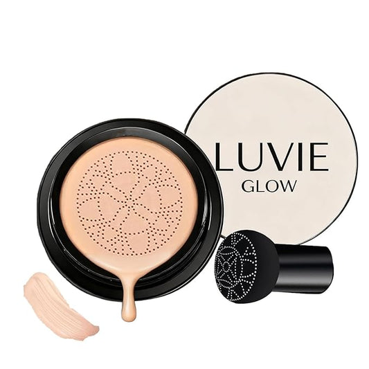 Luvie Glow Foundation Cushion, 2026 New Mushroom Head Air Cushion CC Cream, Air Cushions Foundation Moisturizing Concealer Brighten Long-Lasting for All Skin Types (Warm)