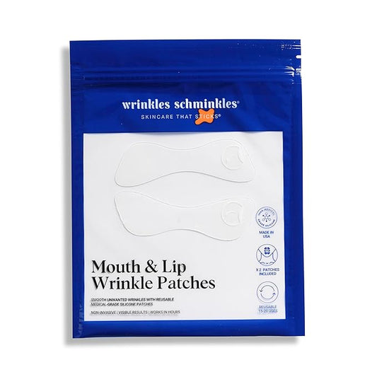 Wrinkles Schminkles Mouth & Lip Wrinkle Patch - Reusable Silicone Smoothing Pads for Noticeable Wrinkle Reduction - Lip Wrinkle Prevention for Youthful, Smooth Skin (2 Pack)