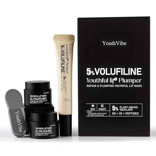 YouthVibe Lip Plumper Gloss with 5% Volufiline, Plumping & Hydrating with Squalane, Shea Butter, PDRN, Collagen & Peptide for Soft & Smooth Lips - Lip Care Gift for Women