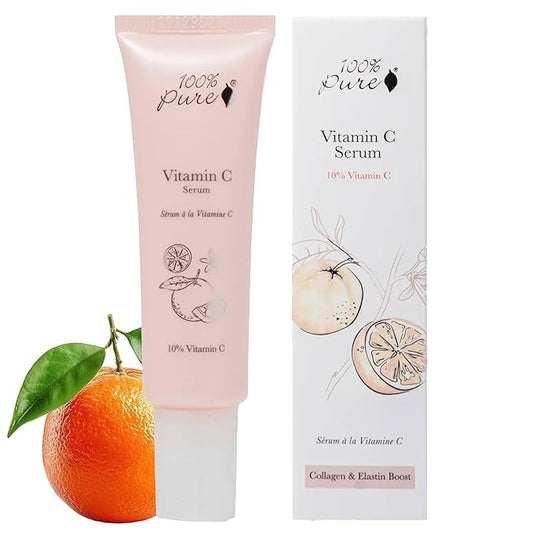 100% PURE Vitamin C Face Serum Hydrating Glow Skin Care with ALA Aloe + Vitamin E Oil - Daily Firming & Correcting Anti Aging Facial Moisturizer for Women & Men All Skin Types, Vegan - 1 Fl Oz