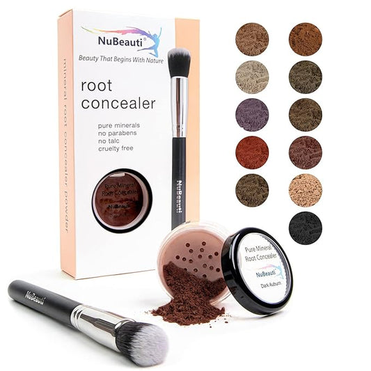 Hair Root Touch Up Powder - Dark Auburn - 11 True-to-Nature Root Concealer Shades - Long-lasting, Zero Fragrance, Talc or Parabens - With Brush