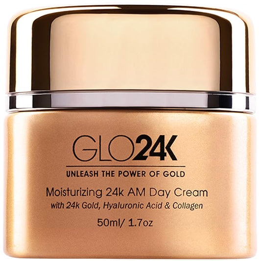 GLO24K Moisturizer Face Cream with 24K Gold, Vitamins – Collagen Retinol Hyaluronic Acid – Hyaluron Acid Cream for Hydration & Daily Skin Care, Day Cream