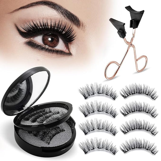 Magnetic Eyelashes - Reusable Self-Magnetic Lashes Kit, No Glue Easy to Apply for Beginners, Natural & Cruelty Free False Eyelashes, Lightweight & Comfortable Fit