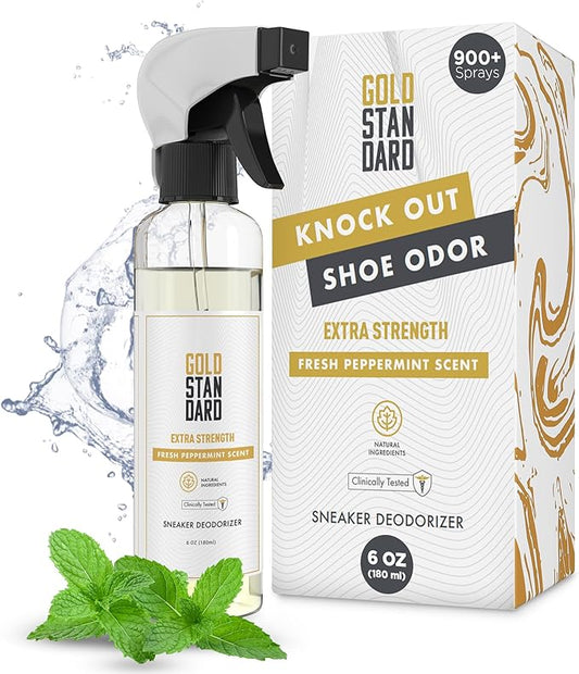Gold Standard Shoe Deodorizer Spray, 6 oz – Shoe Spray and Smell Remover, Long-Lasting Shoe Odor Eliminator, Natural Shoe Freshener Spray with Peppermint