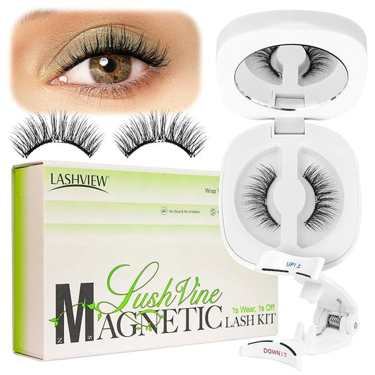 LASHVIEW Upgrade Soft Magnetic Eyelashes with Applicator, Reusable Magnetic Lashes Natural Look, No Glue Needed, Windproof & Waterproof for All-Day Comfort (L24)